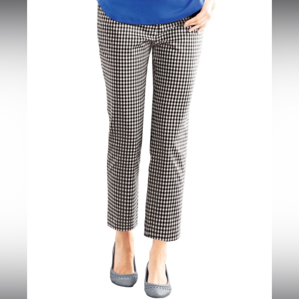 Appleseed’s Gingham Stretch Cropped Trouser Ankle Pants Size 8P New